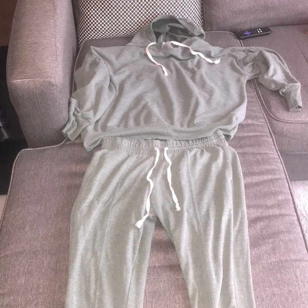 Two piece sage jogger hoodie set